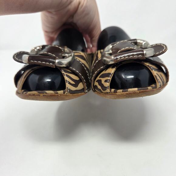 AGL Attilio Giusti Leombruni Shoes Womens Size 39 US 8.5 Peep Toe Flats Animal - Picture 9 of 16